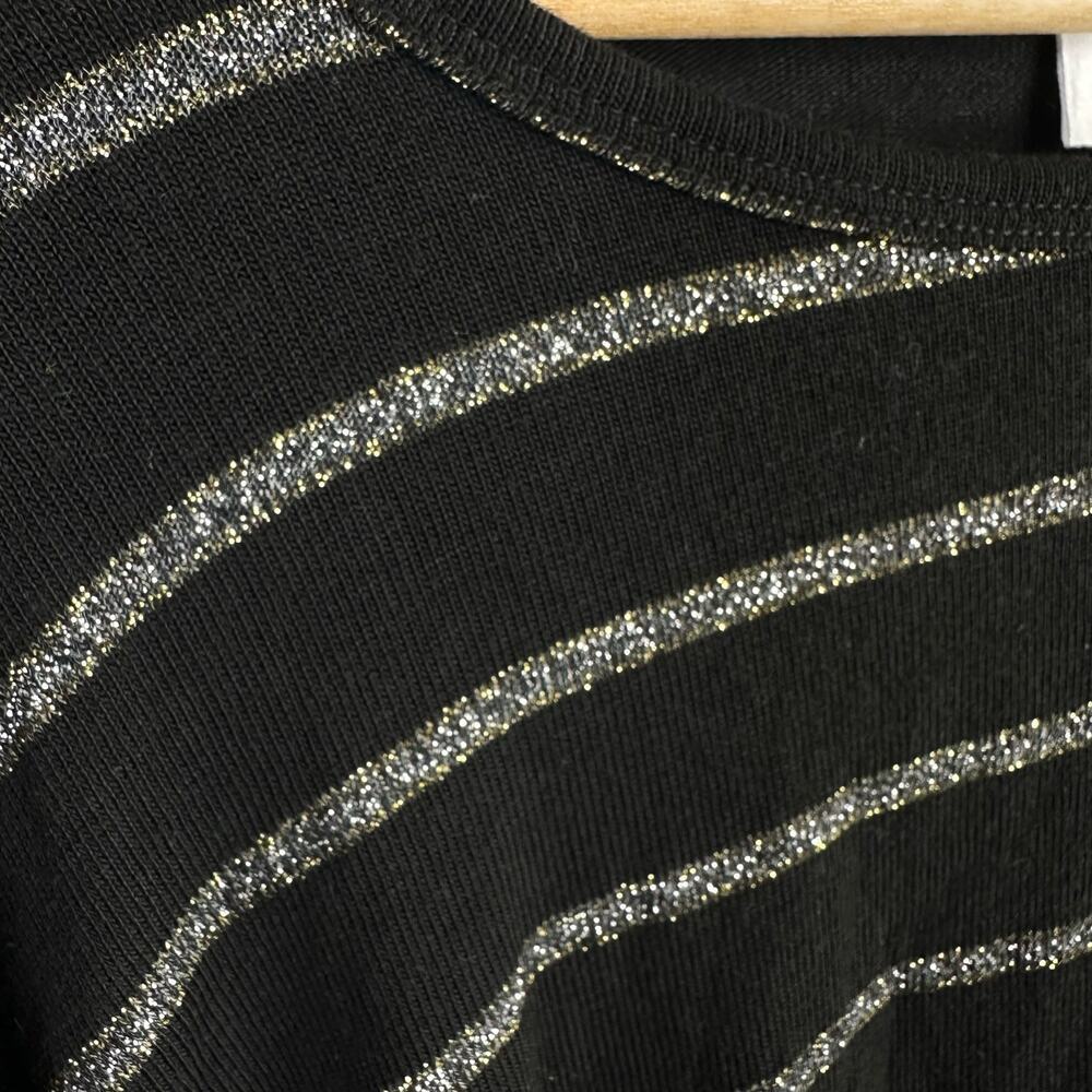 LNA Womens size XS Lily Long Sleeve Sparkle Metallic Striped Cropped Blouse Top - Picture 4 of 9